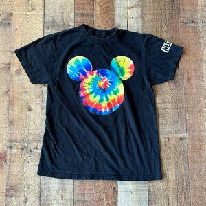 Disney Neff Tie-Dye Mickey Mouse Black T-Shirt Short Sleeve 100% Cotton Size S
